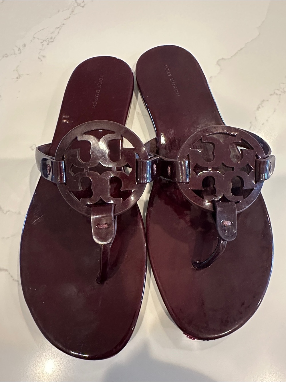 Tory Burch Miller Sandals Patent Wine Size 10